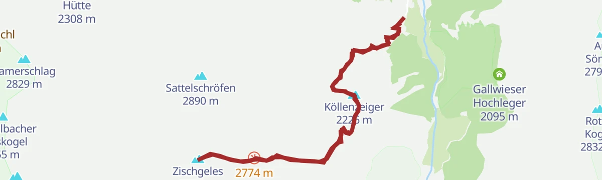 Route map: Praxmar - Zischgeles (32)